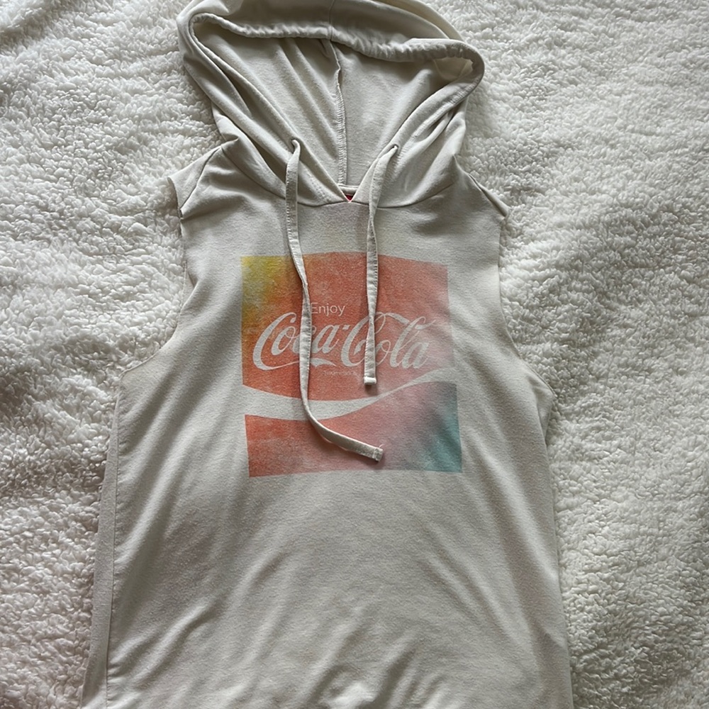 target coca-cola drawstring cut off hoodie